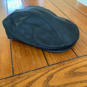 Wilsons Leather Pelle Studio Black Newsboy Hat Sz S/M